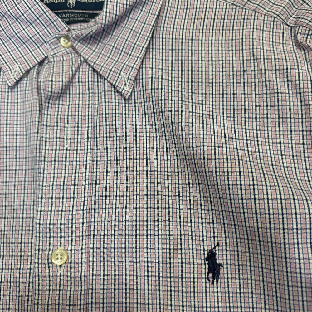 Polo by Ralph Lauren Men's Pink and Blue Plaid Shirt